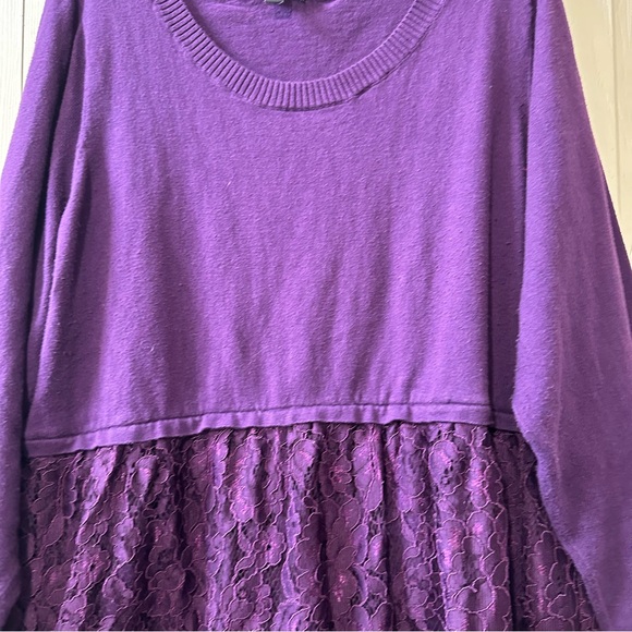 Torrid Purple Lace Babydoll Peplum Pullover Sweater Womens Size 3 - Picture 6 of 10